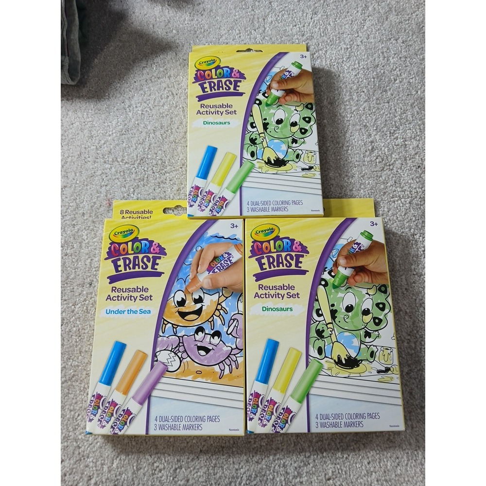 New Crayola Color & Erase Dinosaurs/Under The Sea Reusable Activity Set Markers